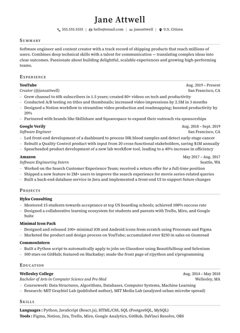 Newton resume template: elegant & minimal