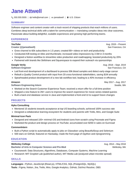 Tesla resume template: modern & bold